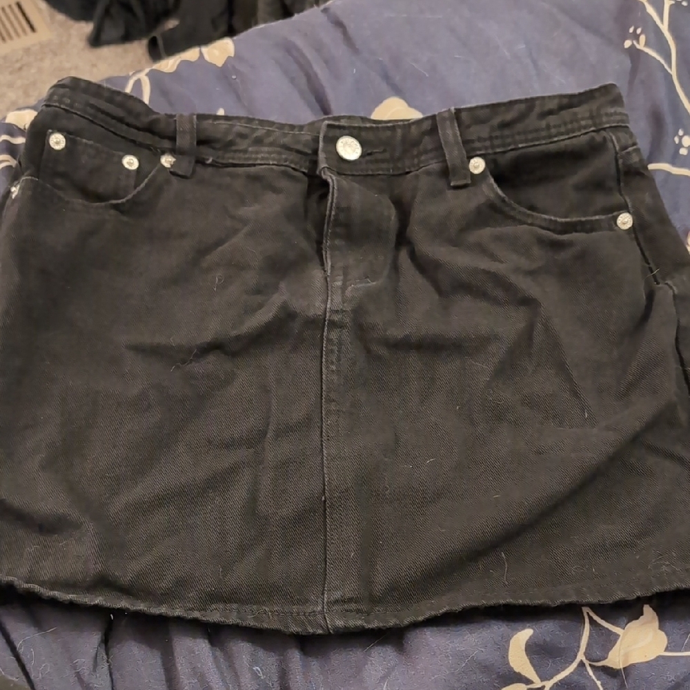 Black Denim Mini Skirt